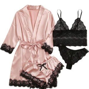 NWT LUXURY 4 PCS SILK NIGHT SIZE: XS-3X